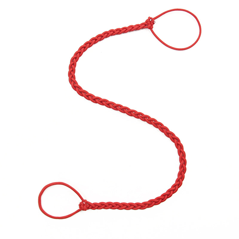 A red, tangle-free hair tie hair accessory, displayed against a white background.