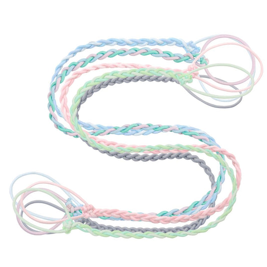 5 pack of braided pastel Rip Tie hair ties on white background