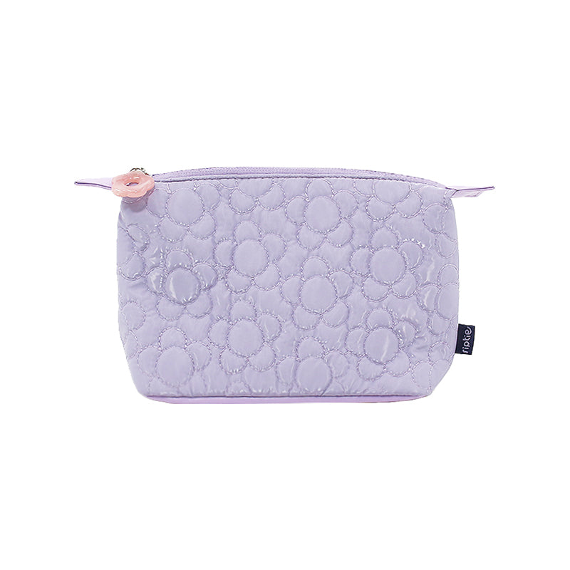 Soft quilted lavender cosmetic bag from the Rip Tie Mini Blossom Gift Pack, perfect for storing hair ties and beauty essentials