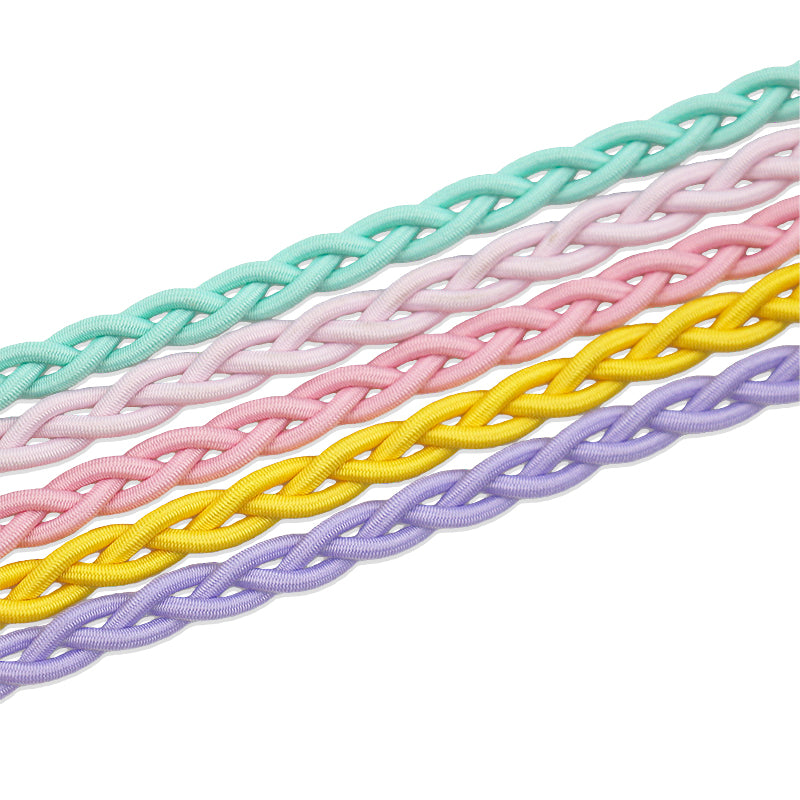 Set of five Rip Tie Mini tangle-free hair ties for short or fine hair in Daffodil, Cherry Blossom, Wisteria, Peony, and Blue Orchid colors