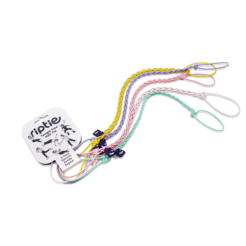 Set of five Rip Tie Mini tangle-free hair ties for short or fine hair